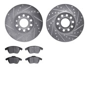 DYNAMIC FRICTION CO 7302-74079, Rotors-Drilled and Slotted-Silver with 3000 Series Ceramic Brake Pads, Zinc Coated 7302-74079